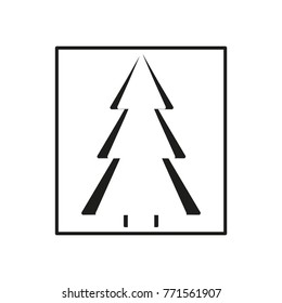 Vector black contour X mas tree in square on a white background. Design elements