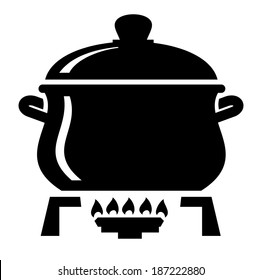 vector black cooking pan on white