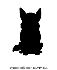 Vector black corgi dog silhouette isolated on white background