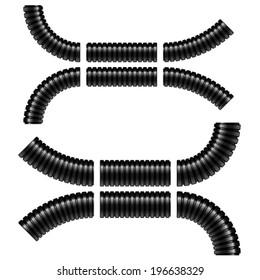 vector black corrugated flexible tubes