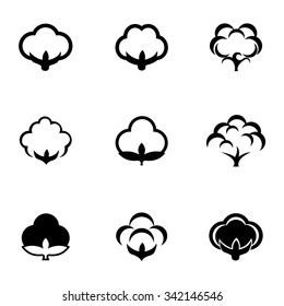 Vector Black Cotton Icon Set.