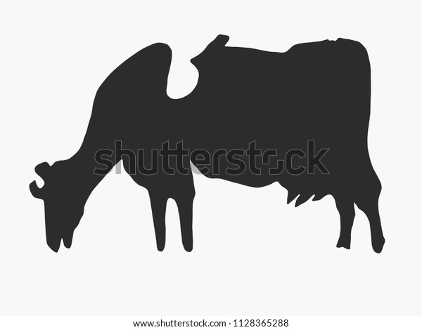 Vector Black Cow Silhouette Stock Vector Royalty Free 1128365288 Shutterstock