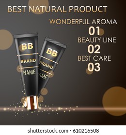 Vector black cream cosmetic pack. Mock up design