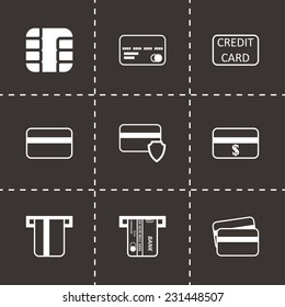 Vector black credit card icon set on black background