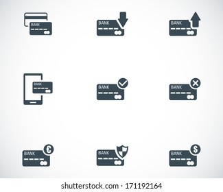Vector black credit card icons set  on white background