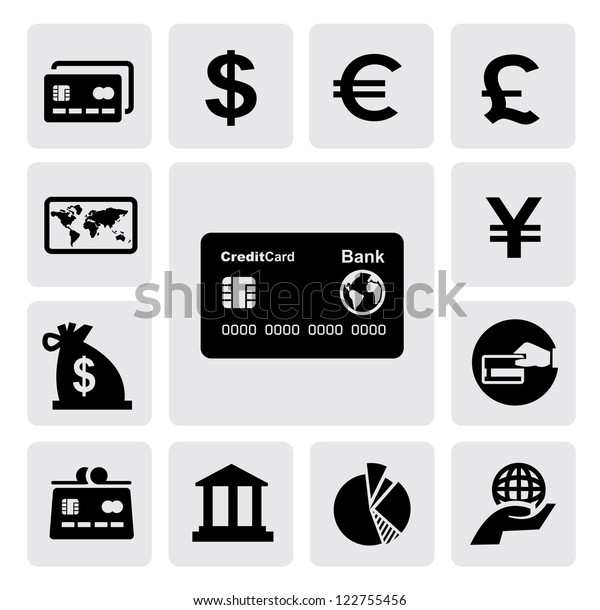 Vector Black Credit Card Icons Set Stock Vector (Royalty Free) 122755456