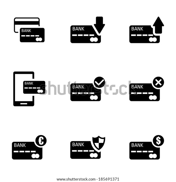 Vector Black Credit Card Icons Set Stock Vector (Royalty Free) 185691371