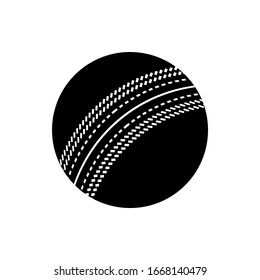 Vector black cricket ball icon. Game equipment. Professional sport, classic ball for official competitions and tournaments. Isolated illustration.
