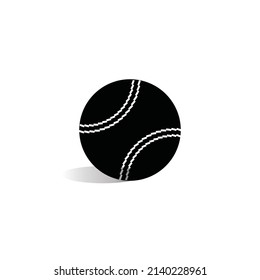  Vector Black Cricket Ball Silhouette Base Ball Icon. Game Equipment. Professional Sport, Classic Ball For Official Competitions And Tournaments. Isolated Illustration