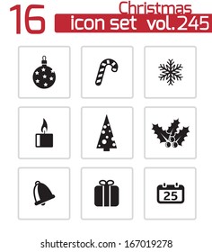 Vector black cristmas icons set.
