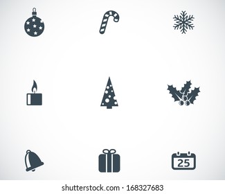 Vector black cristmas icons set on white background