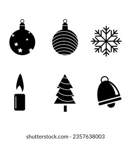 Vector black cristmas icons set, simple illustration on white background..eps