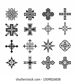 Vector black cross set on white background