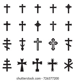  Vector black  cross set on white background