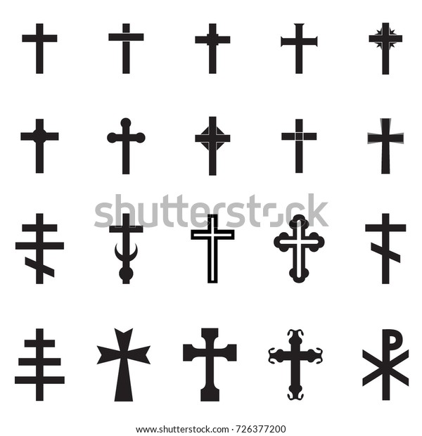 Vector Black Cross Set On White Stock Vector (Royalty Free) 726377200