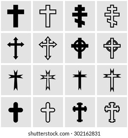 Vector black crosses icon set.