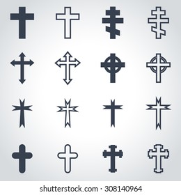 Vector black crosses icon set.