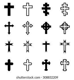 Vector black crosses icon set.