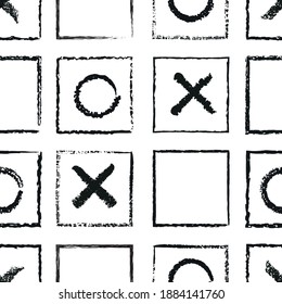 Vektor-Schwarze Kreuze Quadrate nahtloses Muster weiß