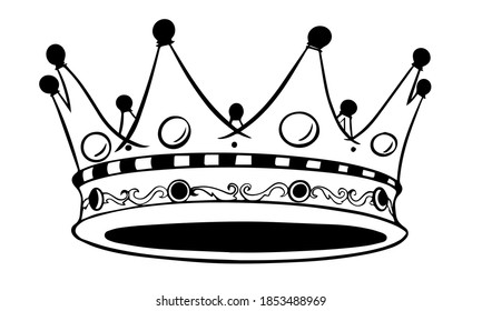 Vector black crown icon isolated on white background
