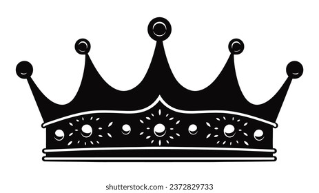 Vector black crown icon isolated on white background