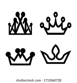 iconos de la corona negra vectorial en fondo blanco