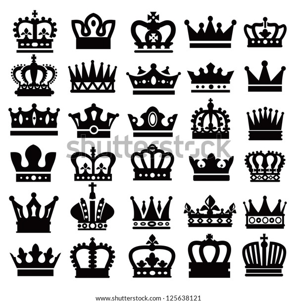 Vector Black Crown Icons Set On Stock Vector (Royalty Free) 125638121