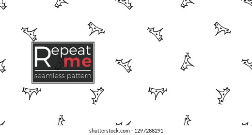 Vector black crown seamless pattern background. Black outline hand drawn crown illustrations. Simple fashionable backdrop for invitation and wedding decoration design.