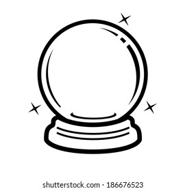 vector black crystal ball icon on white
