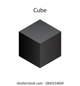 Cubo negro vectorial con gradientes para juego, icono, diseño de empaque o logotipo. Icono de cubo vector aislado en fondo blanco. Icono de cubo abstracto de estilo minimalista.