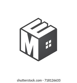 Vector Black Cube Initial M E Logo