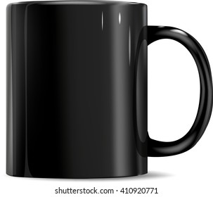 Vector black cup for coffee, tea. Isolated on white