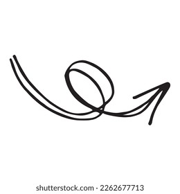 Estilo de doodle de flecha de color negro vectorial aislado en fondo blanco. Ilustración dibujada a mano derecha del puntero
