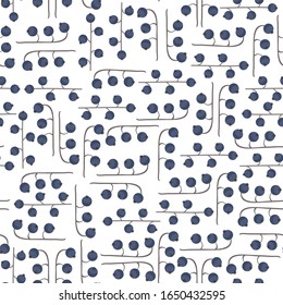 Vector black currant berries seamless pattern print background.