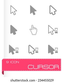 Vector black cursor icon set on grey background