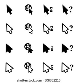 Vector black cursor icon set.