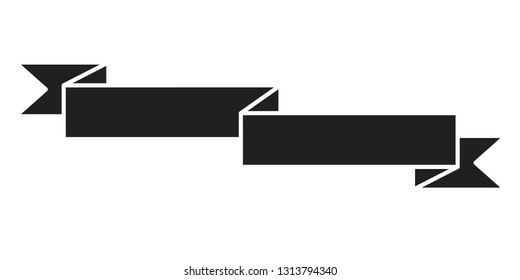 Vector Black Curved Paper Banner Isolated on White Background.