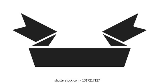 Vector Black Curved Paper Banner Isolated on White Background.