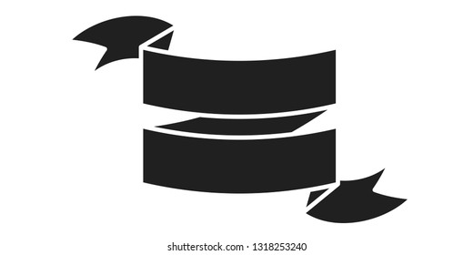 Vector Black Curved Paper Banner Isolated on White Background.