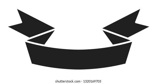 Vector Black Curved Paper Banner Isolated on White Background.