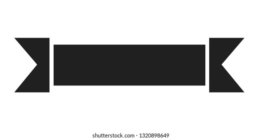 Vector Black Curved Paper Banner Isolated on White Background.