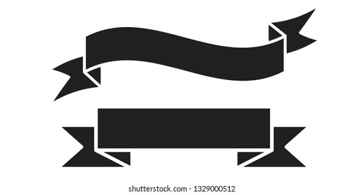 Vector Black Curved Paper Banner Isolated on White Background.