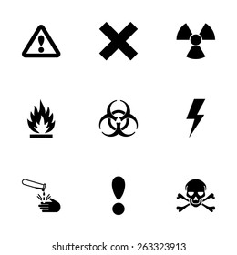 Vector black danger icon set