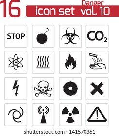 vector black danger icons set