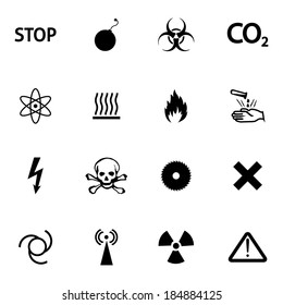 Vector black  danger icons set on white background