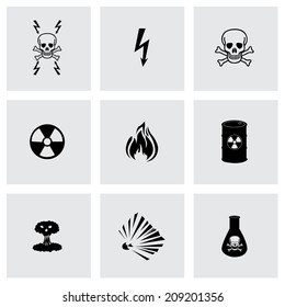 Vector Black Danger Icons Set On Stock Vector (Royalty Free) 209201356 ...