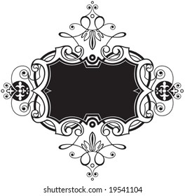 Vector black decorative frame with spring elements