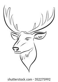 vector black deer head icon on white background