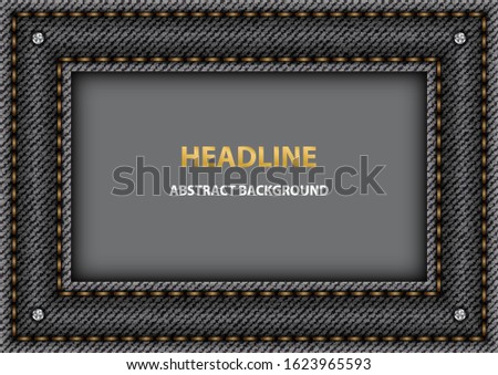 Vector black denim frame with orange stitchers.