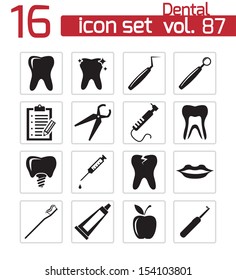Vector black dental icons set
